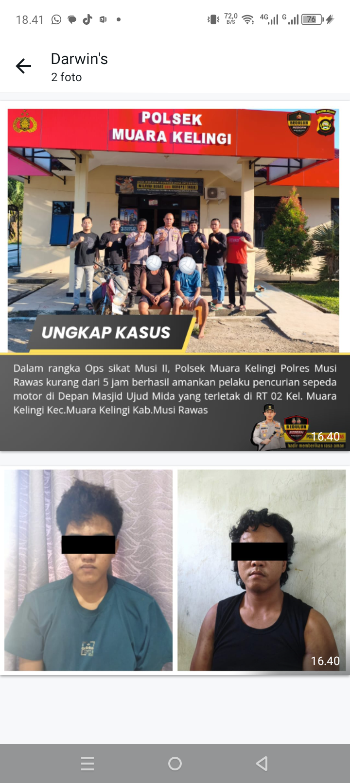 Terjaring Operasi Sikat II Musi, Unit Reskrim Polsek Muara Kelingi Polres Musi Rawas Ringkus Pelaku Curanmor, Satu Tersangka Masih Dibawah Umur