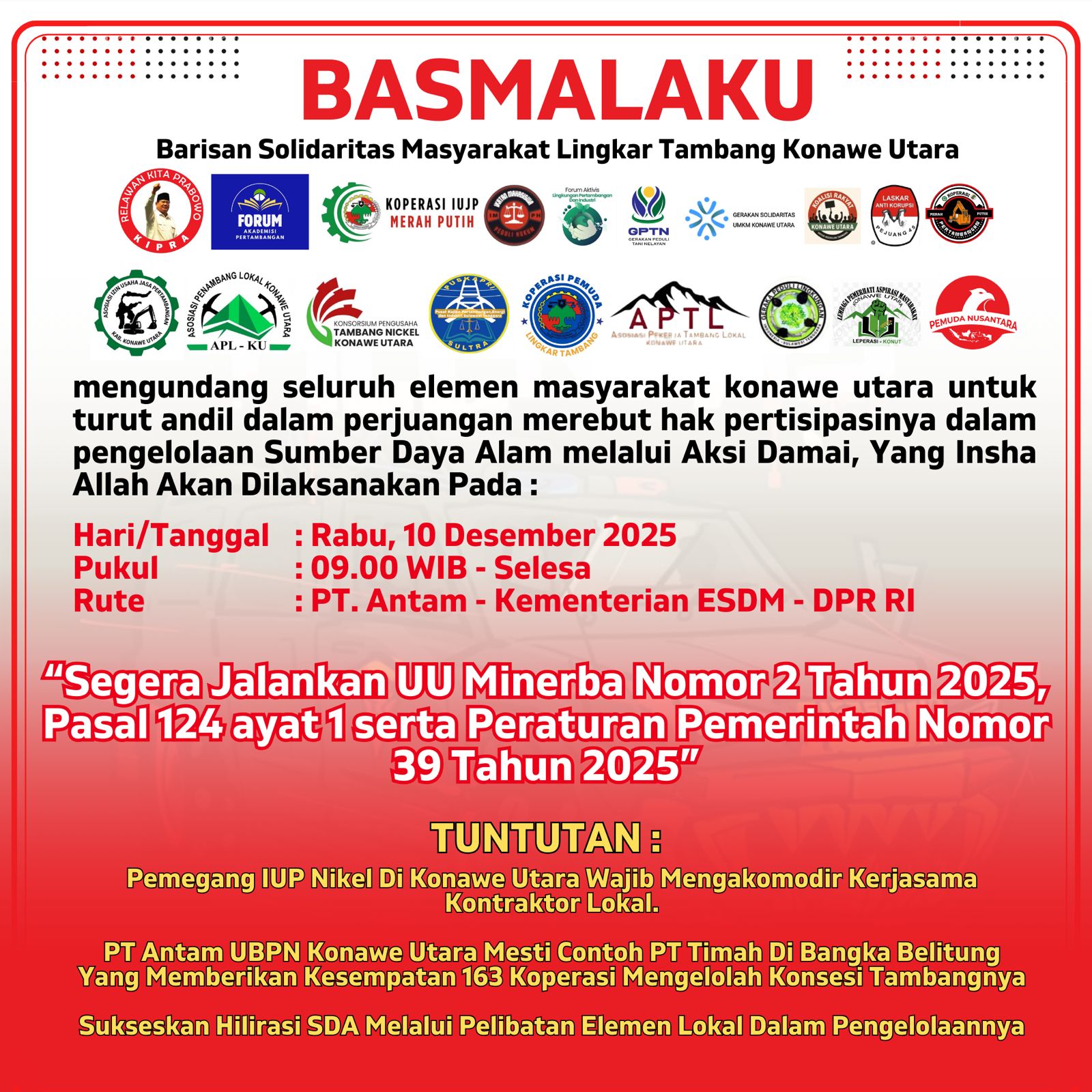 Ketum SPBI Dr. Iswadi Minta Presiden Prabowo Perintahkan PT ANTAM Bangun Koperasi Merah Putih sebelum Kembali Beroperasi di Blok Mandiodo