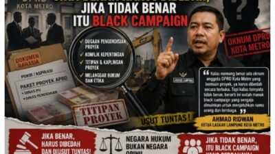 Jika Benar Harus Dibedah, Jika Tidak Benar Itu Black Campaign: Ahmad Ridwan Minta Isu DPRD Metro “Main Proyek” Diusut Tuntas