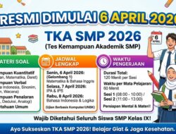 RESMI DIMULAI TANGGAL 6 APRIL 2026, INI DETAIL LENGKAP TES KEMAMPUAN AKADEMIK (TKA) SMP 2026   
